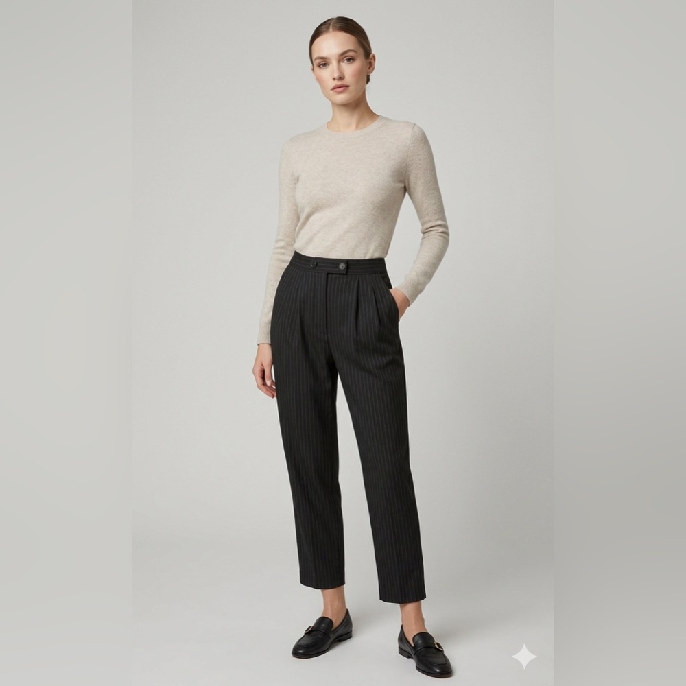 Reformation Sugar Pant Grey Pinstripe Pleated Trousers